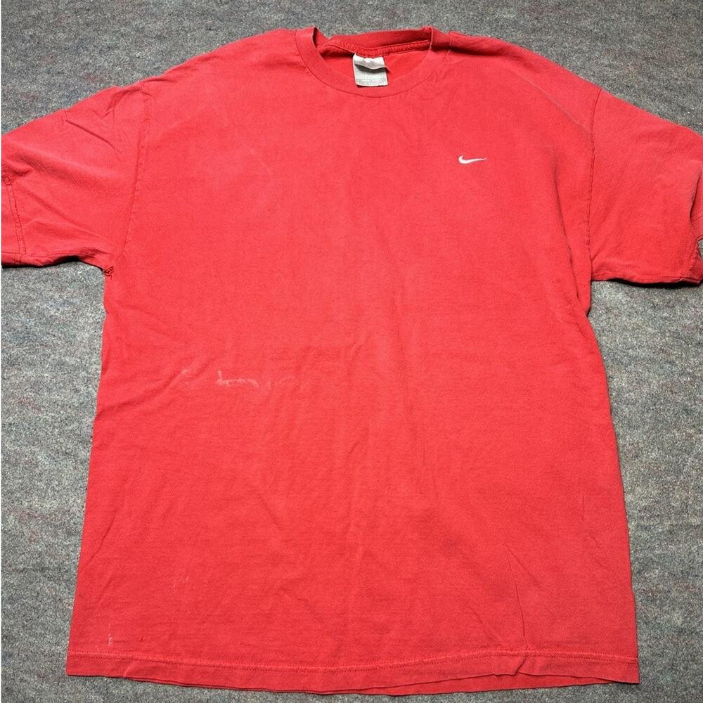 Vintage Nike Grey Tag Men's XL Red Swoosh Embroidered Chest Check Logo Tee